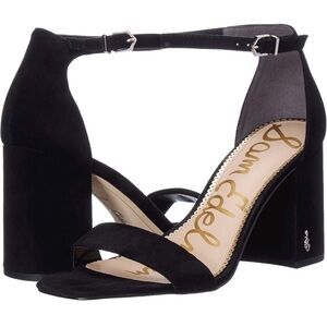 Sam Edelman Daniella black suede leather ankle block heel‎ sandals Sz 10 1/2 new